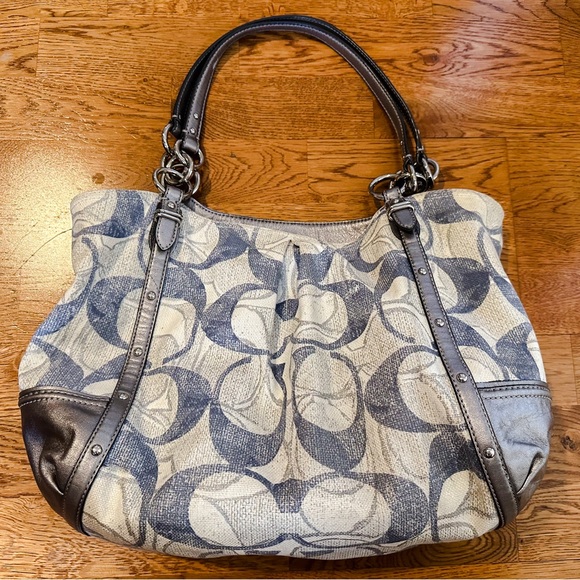 Coach Alexandra Signature Blue, White and Silver Chain Shoulder Bag - Picture 3 of 16